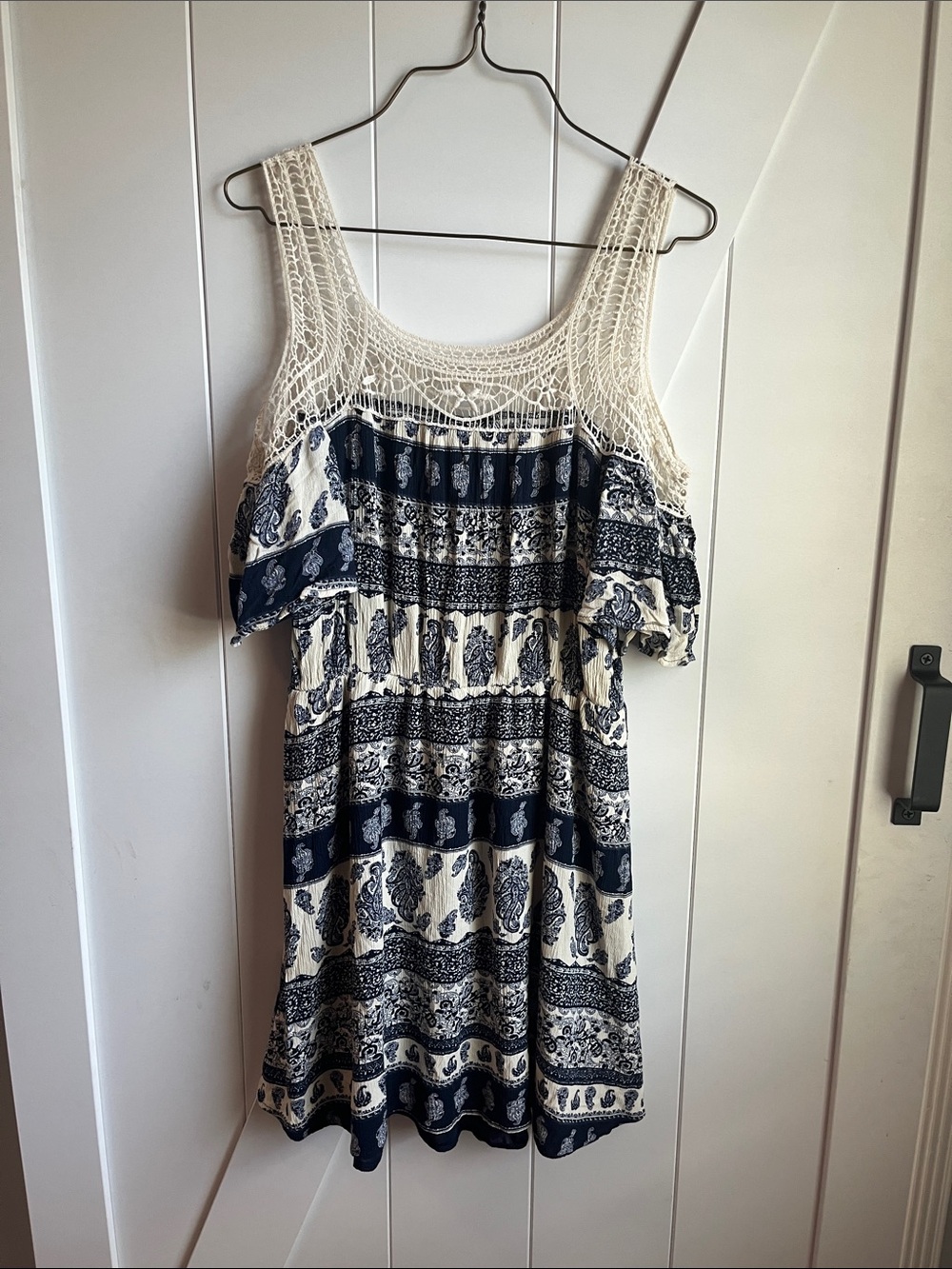 Rue21 Navy and Cream Crochet Yoke Boho Dress
